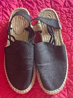 Black Espadrille Slingback Sandals - Women's Casual Summer Shoes